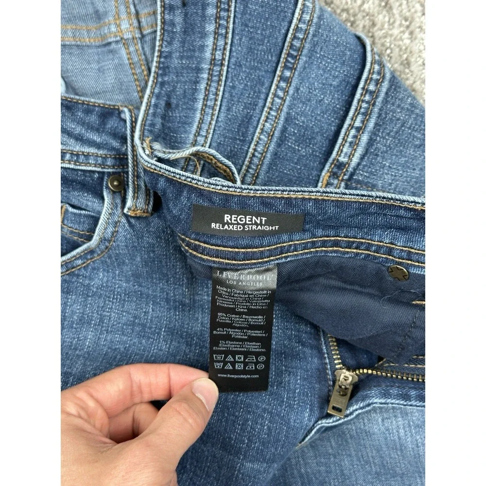 Liverpool Regent Relaxed Straight Jeans Mens 38x34 Blue Stretch Denim Dark Wash